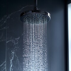 "Rainfall Shower Head in Modern Setting"