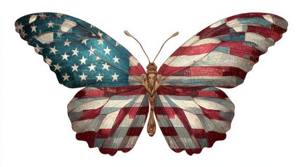 Patriotic Butterfly: A Mosaic of American Pride