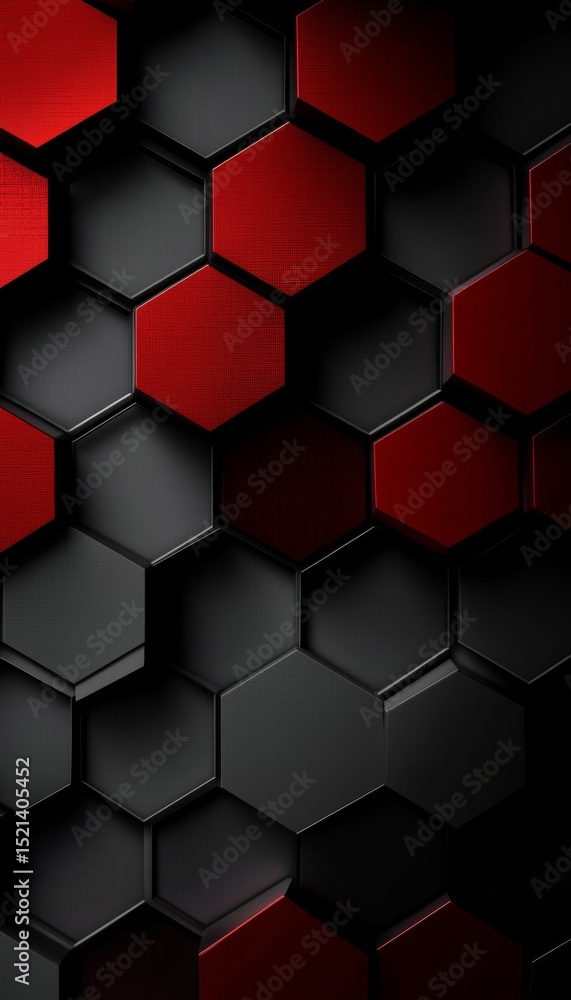 Poster abstract hexagonal pattern design in red and gray for modern technology backgrounds and interiors