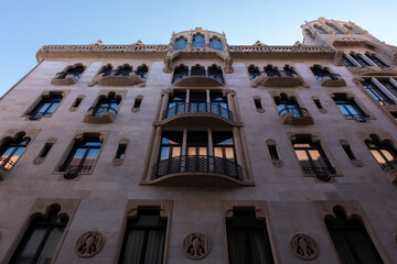 Interesting Art Nouveau Architecture Buildings facade in Barcelona, Spain. (Arquitectura modernista).