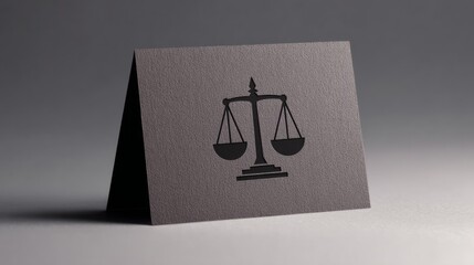 Elegant Gray Business Card with Justice Scales Design