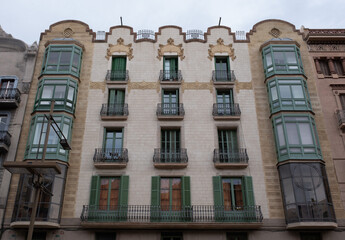 Art Nouveau building facade in Barcelona, Spain.