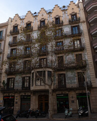 Art Nouveau building facade in Barcelona, Spain.