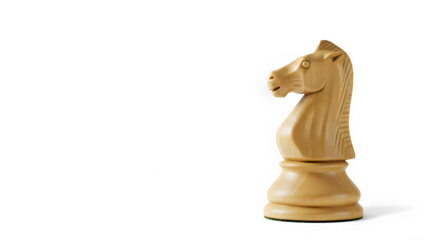 Detailed Wooden Chess Knight Piece with Natural Grain and Shadow Play