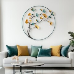 Ginkgo wall art in living room