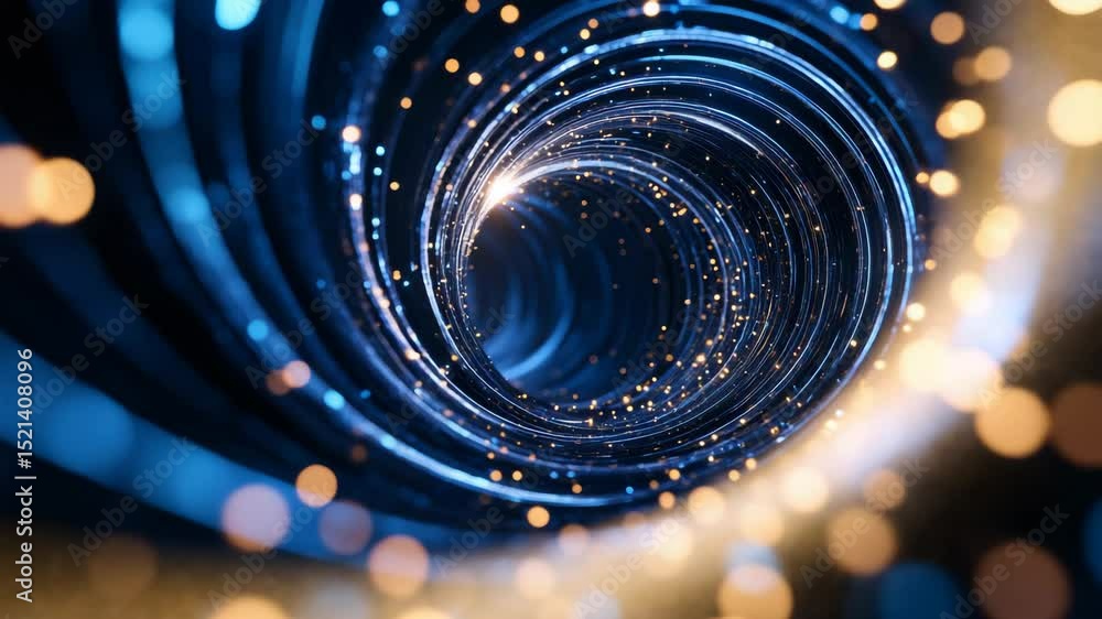 Aufkleber blue swirling tunnel with glowing particles in a futuristic digital space
