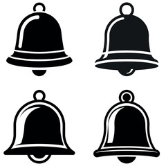 Four Black and White Bell Variations with Circular Hangers for Projects and Graphics