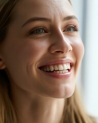 Close up shot of woman smile