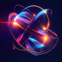 vibrant 3D abstract shape with dynamic light effects and glowing colors, creating futuristic and energetic visual. design features intertwining forms and radiant hues