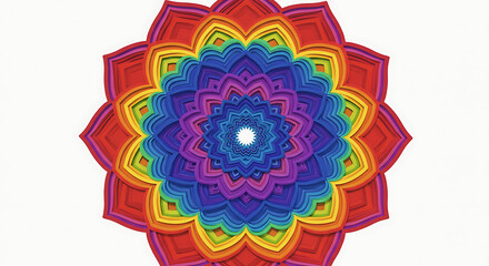 Vibrant Rainbow Mandala with Layered Circular Patterns