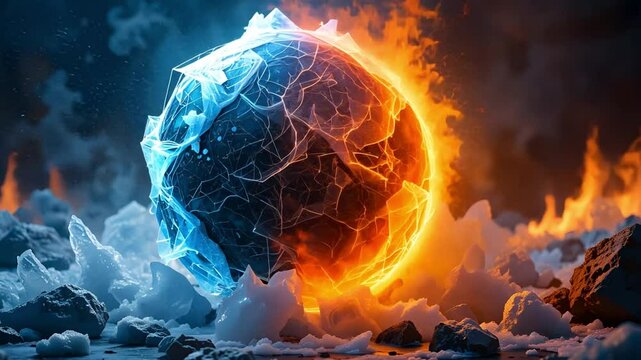 Fire and ice elemental power video background for youtube channel and digital art projects hd stock footage