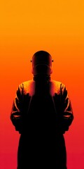 Silhouette of Worker at Sunset