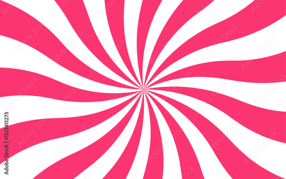 Leinwandbilder Abstract vivid, radial spiral burst pattern with red and white curved rays. Dynamic and symmetrical, using bold movement and energy. Retro, psychedelic feel reminiscent of vintage pop art.
