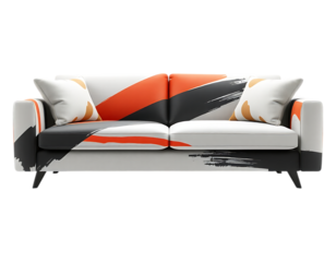 Modern Sofa with Abstract Brushstroke Pattern