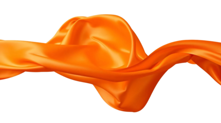 Orange silk cloth flying isolated on transparent background