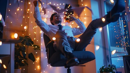 Office employees networking and celebrating team success together