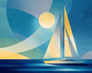Abstract Sailboat Artwork