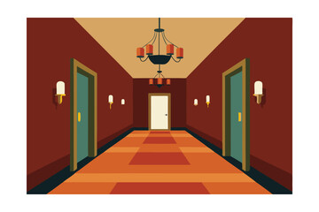 vector illustration of a red corridor