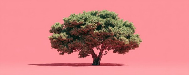 Vibrant Tree on Pink Background