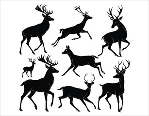 Fototapeta premium Sleek Deer Silhouettes for Graphic Design Projects