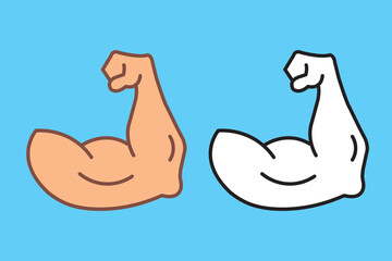 Biceps icon. Muscle man's arm sign. Strength symbol. Gym power pictogram. Bodybuilding illustration. Power and motivation concept for sports and exercise.