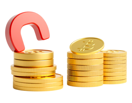 Bitcoin coins being attracted to a magnet