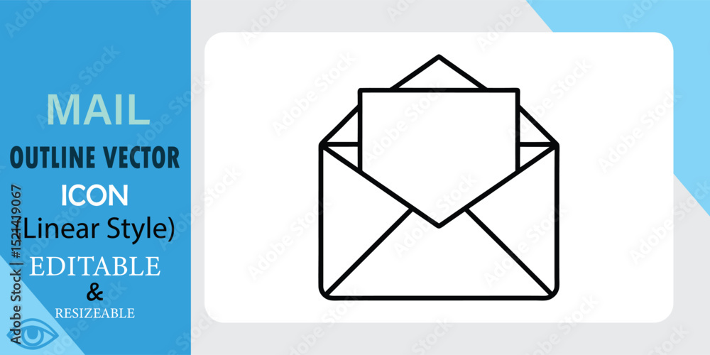Poster editable mail outline vector icon linear style envelope graphic