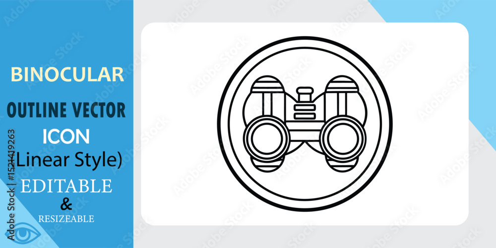 Poster editable binoculars outline vector icon linear style design