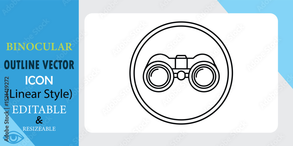 Aufkleber a simple line art illustration of binoculars inside a circular frame. editable vector icon in a line