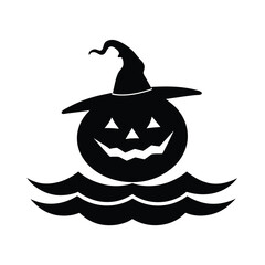 Halloween Pumpkin Witch Hat Silhouette