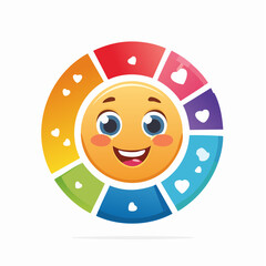 Vector logo design templates, graphic elements, different emotions stickers for advertising, branding, posters and banners, funny cartoon illustrations with smiling