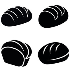 Simple Illustration of Four Loaves of Bread on a White Background