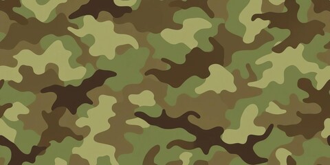Fototapeta premium Abstract seamless camouflage pattern in muted greens and browns, perfect for backgrounds, style, military