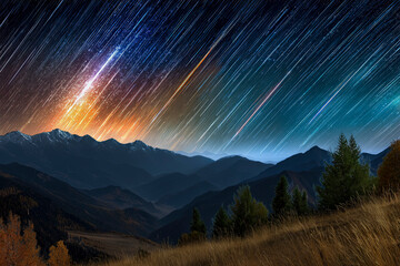 Meteor shower,long exposure