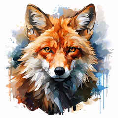 Watercolor Style Fox Portrait
