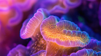 Obraz premium A macro shot of neon coral textures and detailed patterns