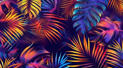 Vibrant Jungle Leaves Vector Design