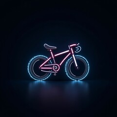 Fototapeta premium Neon Bicycle Illustration Glowing in the Dark Modern Graphic Design