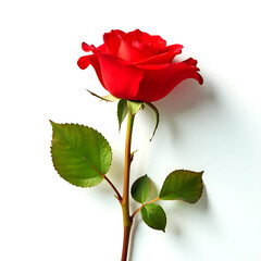 Red Rose Flower Isolated on White Background &ndash; Fresh Romantic Bloom Photo