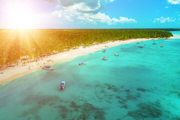 Tropical Caribbean beach from above, Dominican Republic