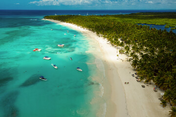 Tropical Caribbean beach from above, Dominican Republic