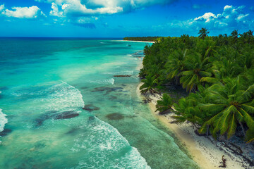 Tropical Caribbean beach from above, Dominican Republic