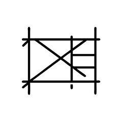 Scaffolding structure illustrated in minimalist black line design concept of icon  