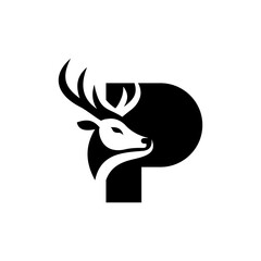 letter P deer logo