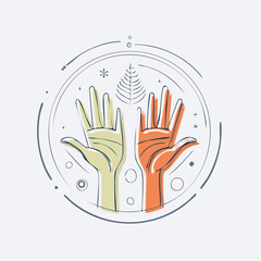 Vector set of icons and simple linear illustrations, hands and gestures, poster, logo, print design template, hand drawn hands in minimal modern art style, stickers for social ...