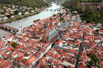 Aerial View of Heidelberg, travel concept, Germany