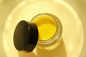 Yellow Moisturizer and Serum Combo on Wooden Surface with Green Background