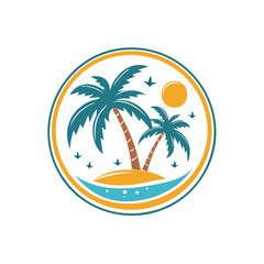 Vector logo and print design templates, summer palms, tropical hand drawn illustrations, tropical surfing concept, vacation and travel, palm trees and ...