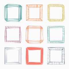 Vector set of hand drawn cut out style square frames and borders - abstract design elements for decoration or logo design templates, prints, placards