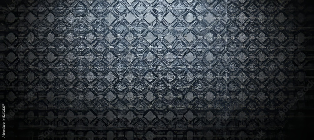 Poster sophisticated textile background with intricate abstract pattern and subtle textures in dark gray.